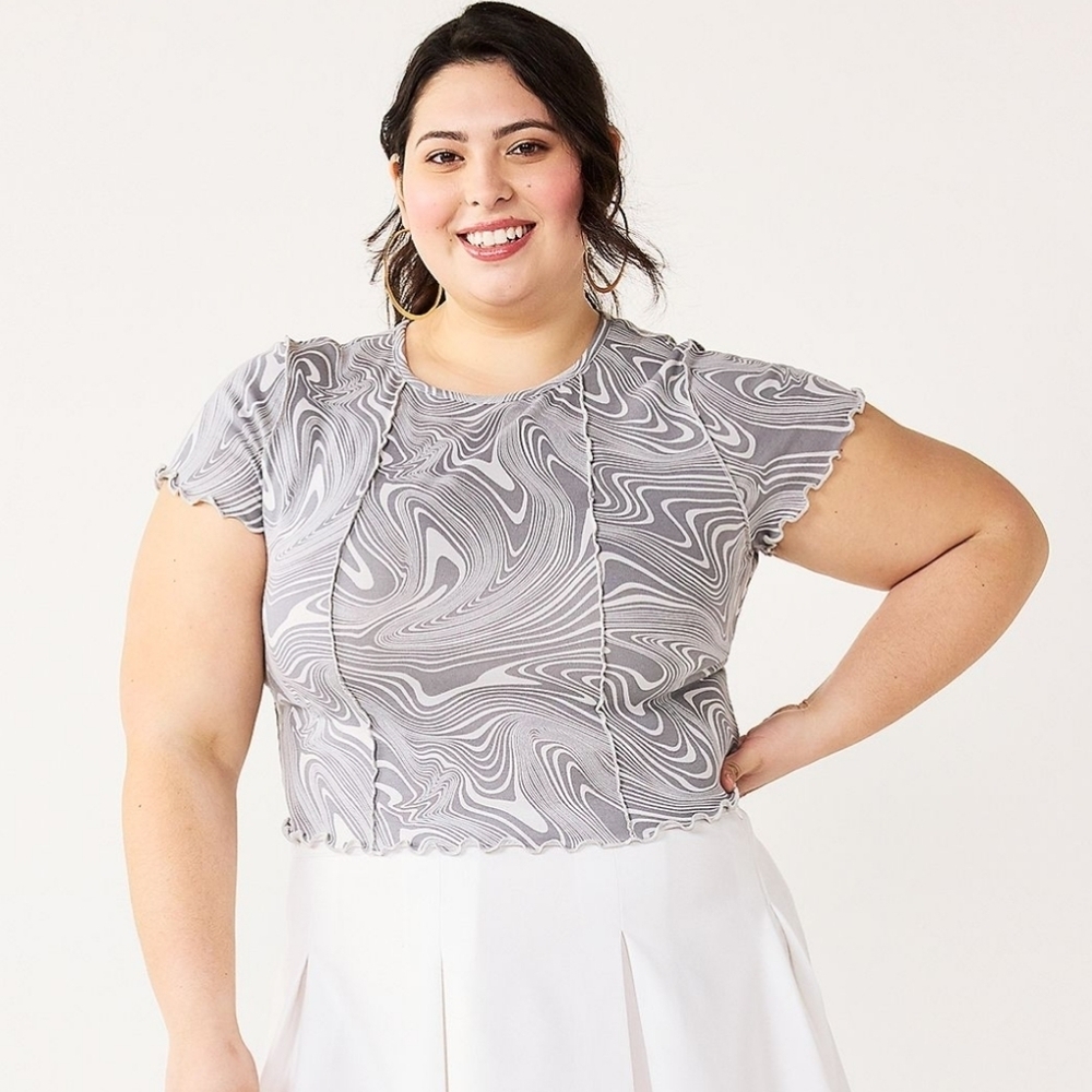 SO | Short Sleeve Seamed Tee in Gray Marble sz 2X - Picture 2 of 8